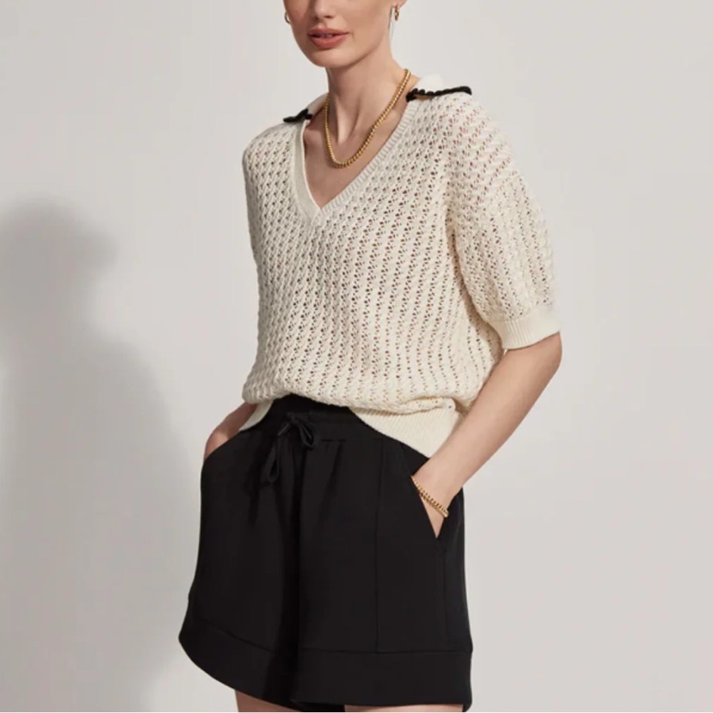 Sezane- Shortsleeve Monte Knit Shortsleeve Polo Shirt